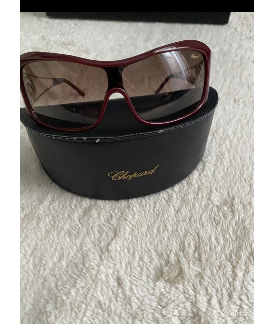 CHOPARD Бордовые пластиковые солнцезащитные очки, фото 4