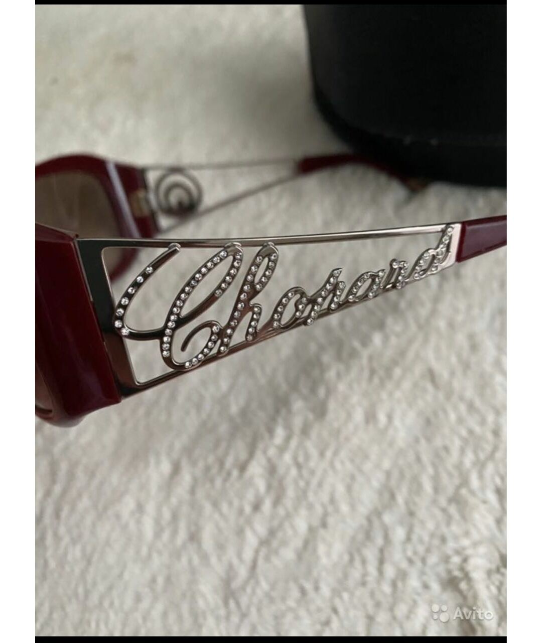 CHOPARD Бордовые пластиковые солнцезащитные очки, фото 3