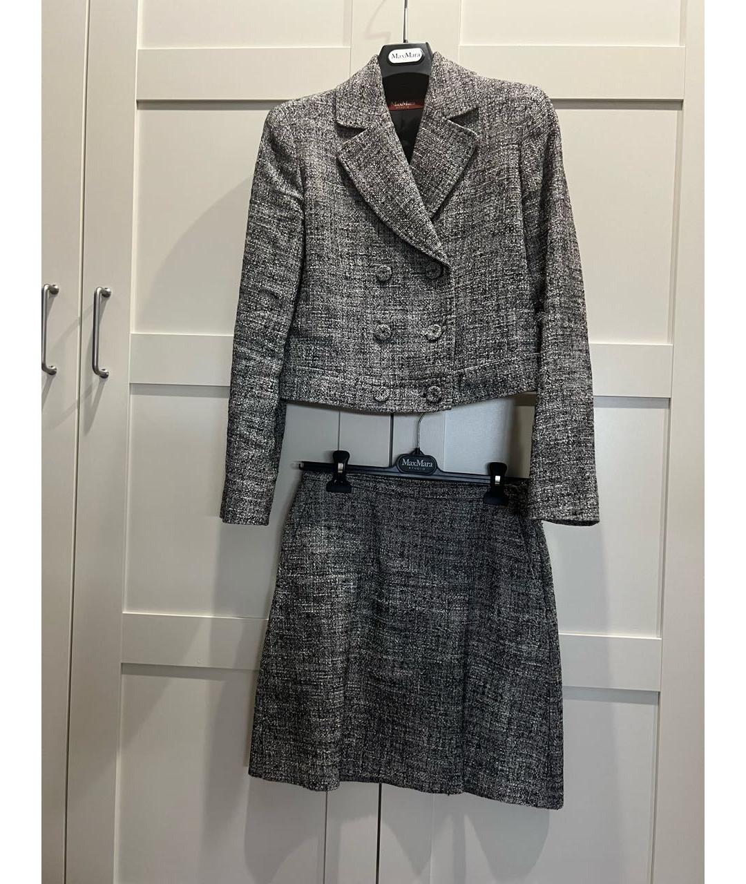 MAX MARA STUDIO Серый твидовый костюм с юбками, фото 9