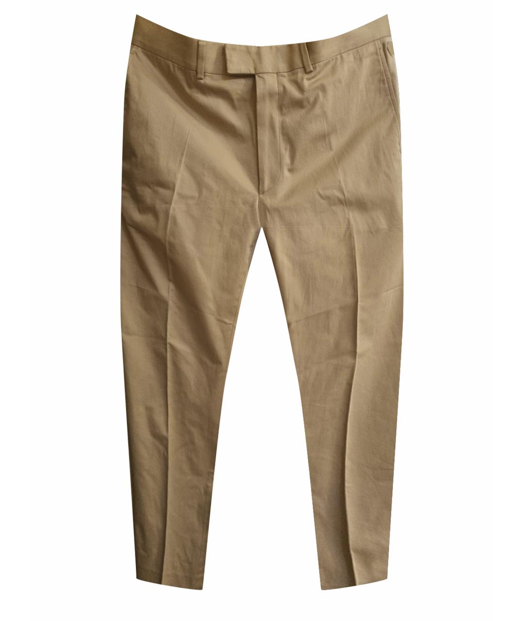 LOUIS VUITTON PRE-OWNED Бежевые хлопко-эластановые классические брюки, фото 1
