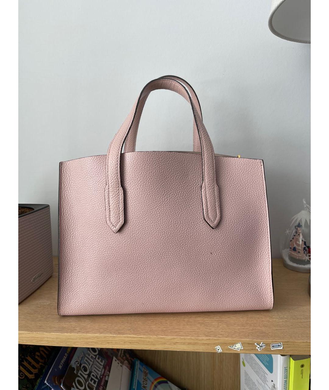 FURLA Розовая кожаная сумка с короткими ручками, фото 3