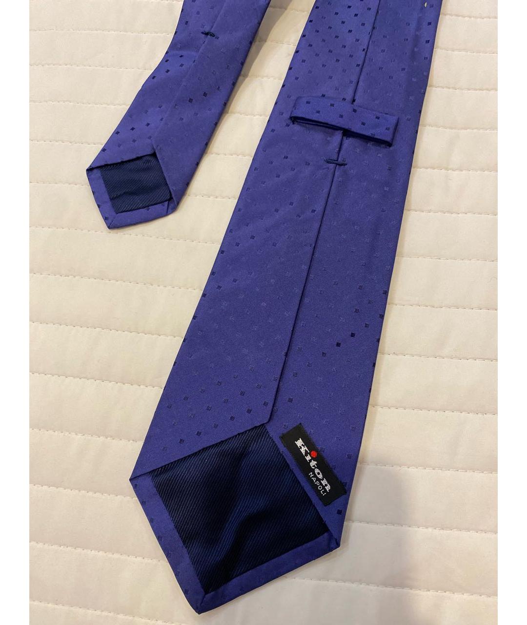 KITON Темно-синий шелковый галстук, фото 3
