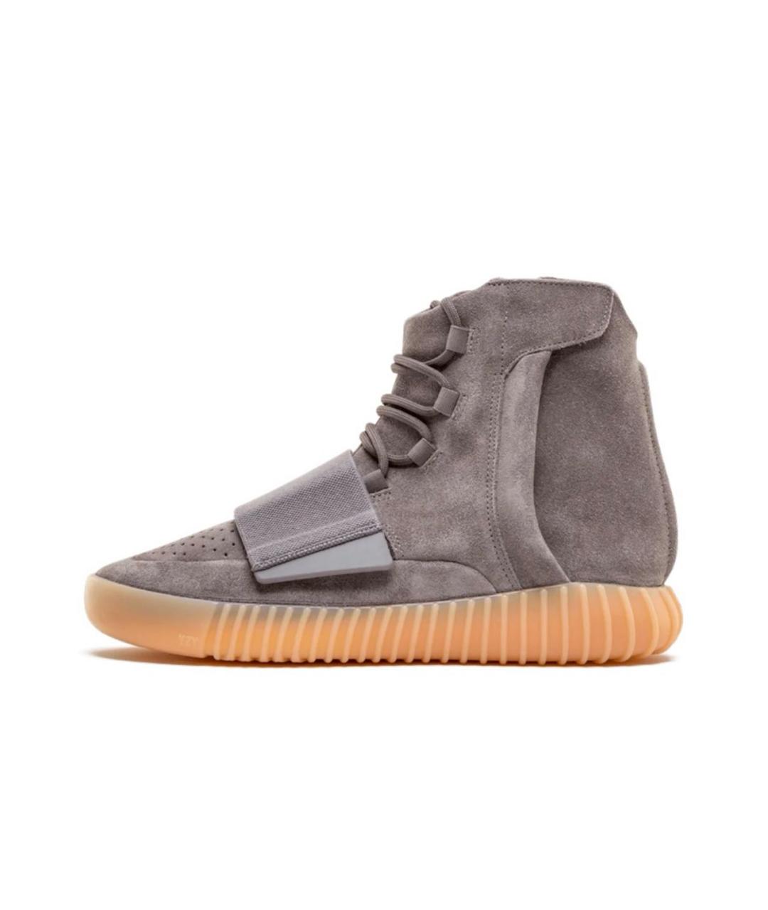 ADIDAS YEEZY Бежевые замшевые высокие кроссовки / кеды, фото 8