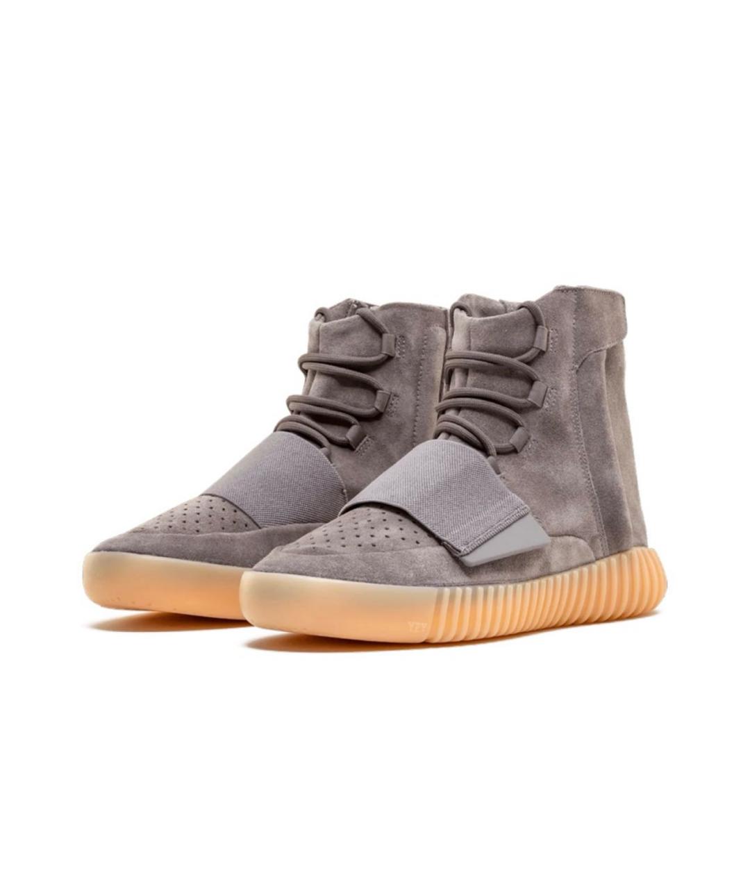 ADIDAS YEEZY Бежевые замшевые высокие кроссовки / кеды, фото 3