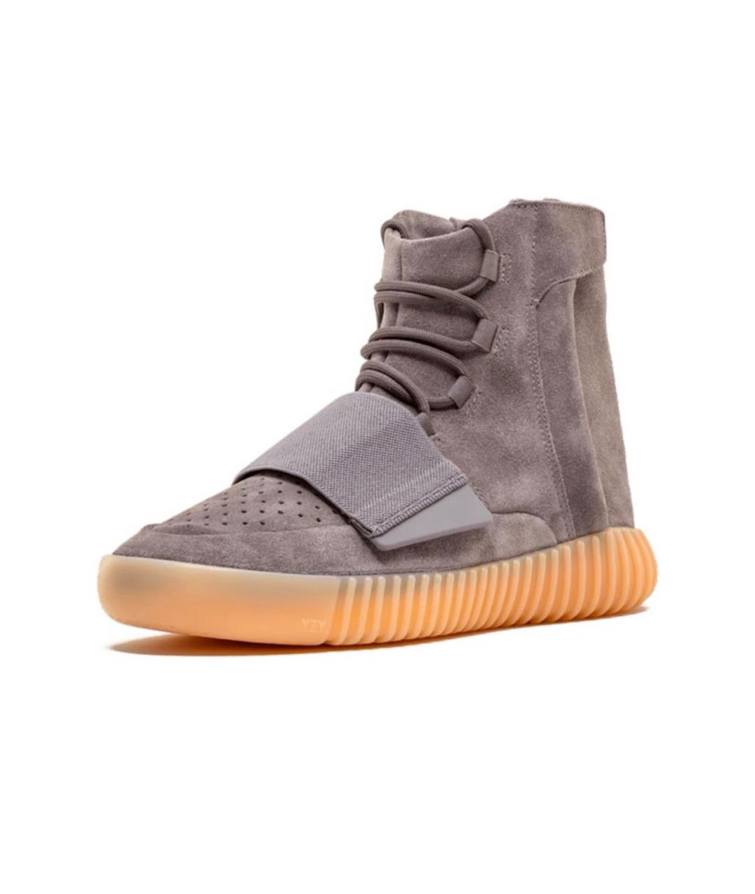 ADIDAS YEEZY Бежевые замшевые высокие кроссовки / кеды, фото 2