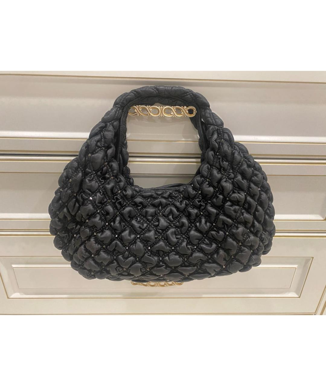 VALENTINO Черная кожаная сумка с короткими ручками, фото 9