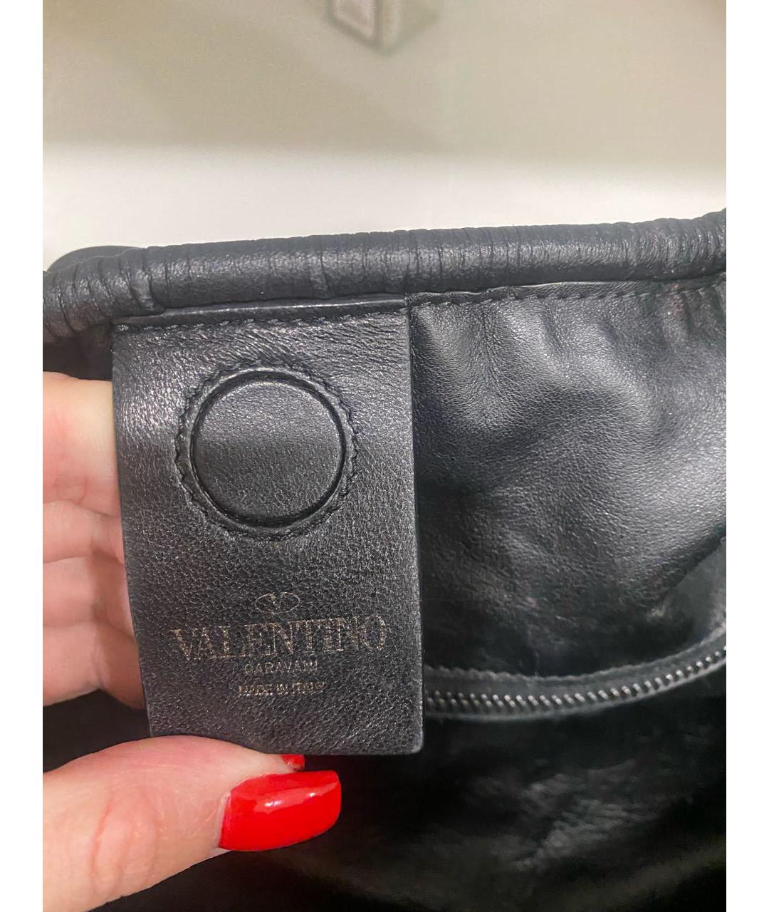 VALENTINO Черная кожаная сумка с короткими ручками, фото 7