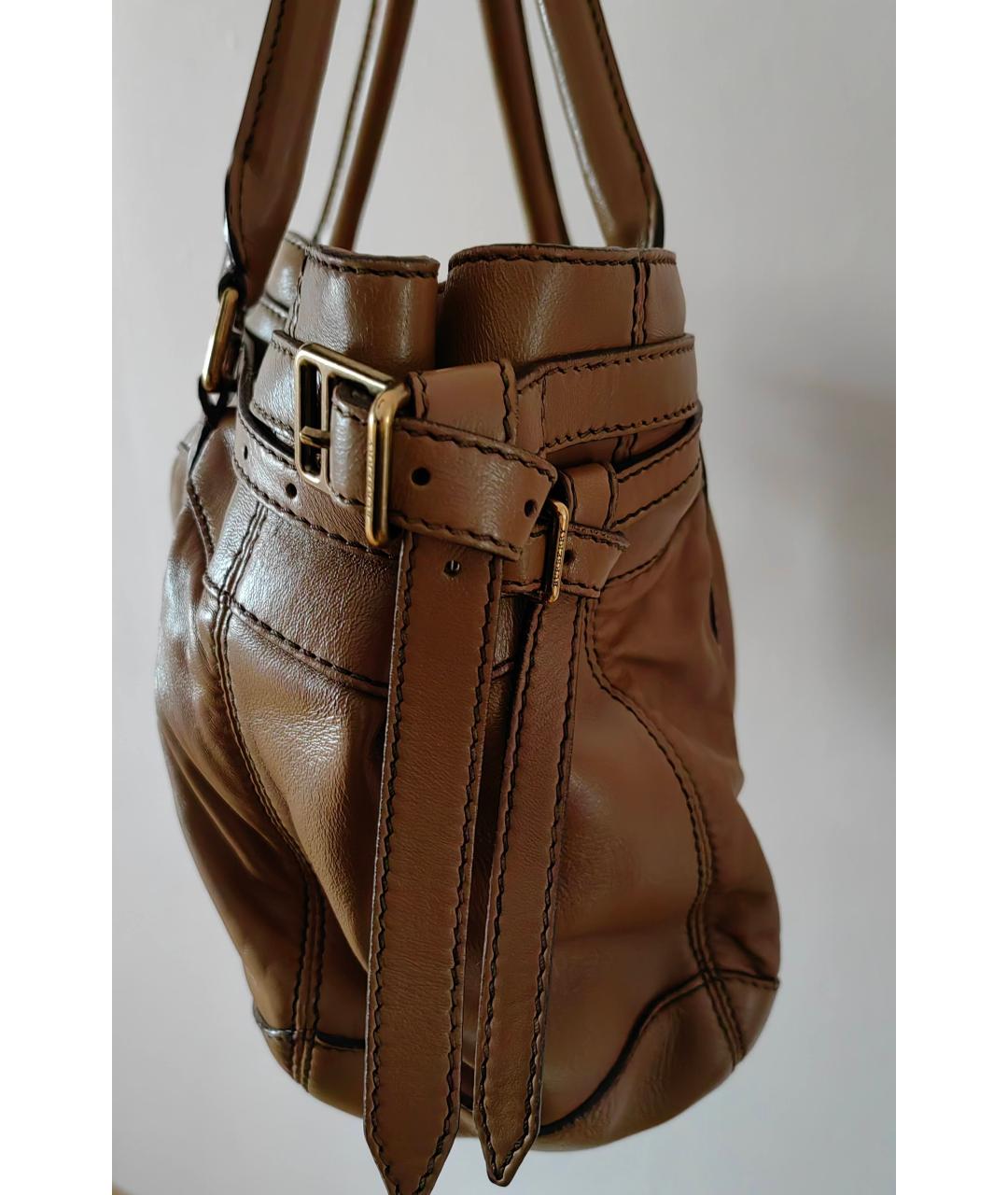 BURBERRY Бежевая кожаная сумка тоут, фото 2