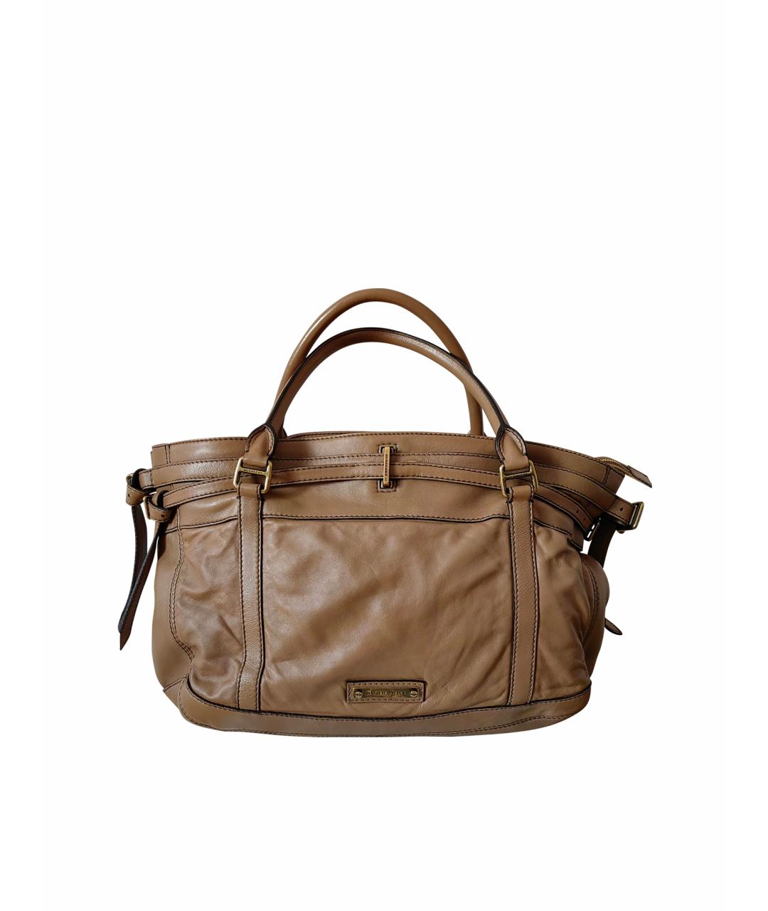 BURBERRY Бежевая кожаная сумка тоут, фото 1