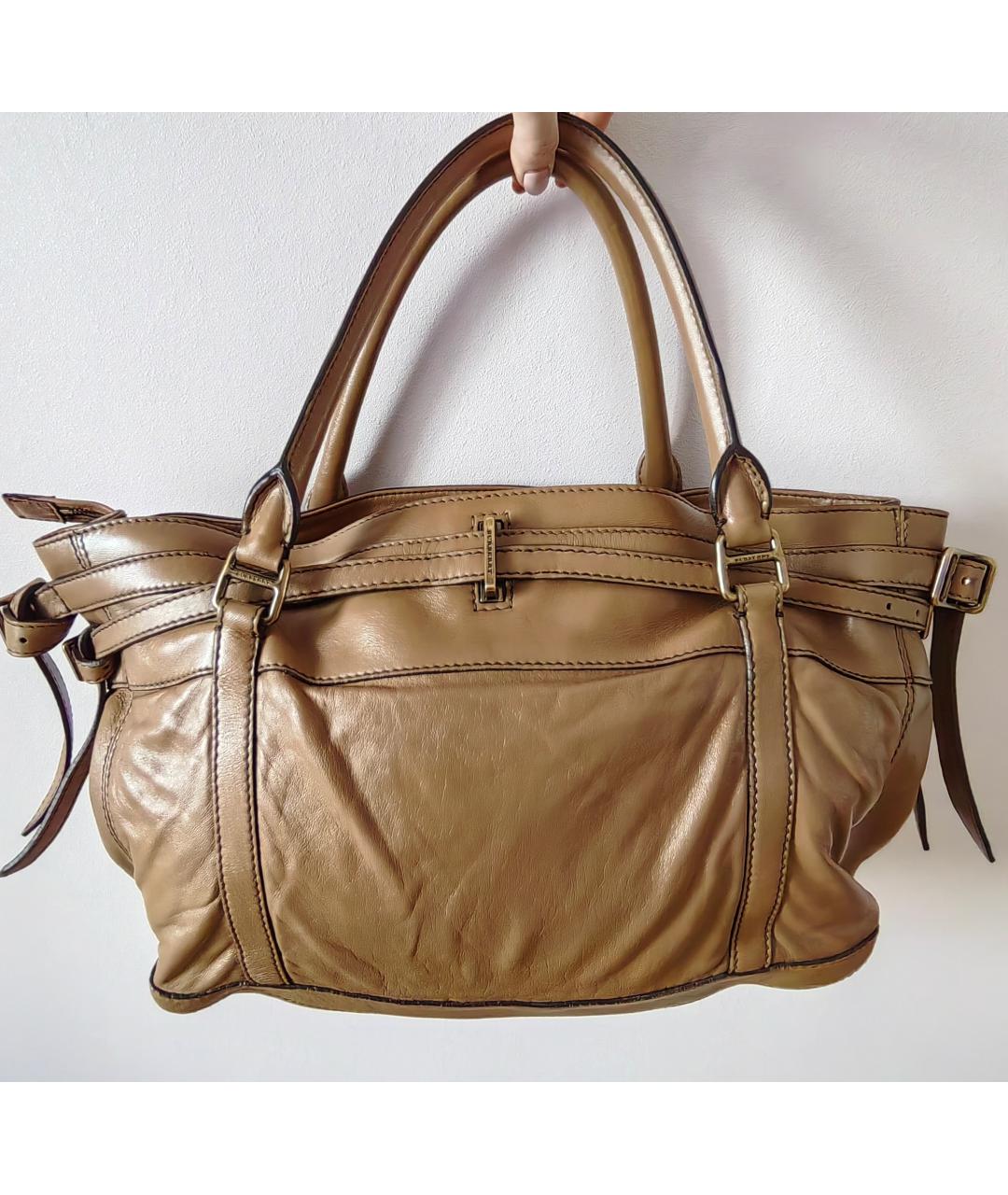 BURBERRY Бежевая кожаная сумка тоут, фото 3