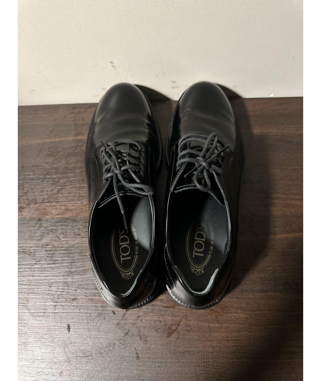 TOD'S Черные кожаные низкие ботинки, фото 3