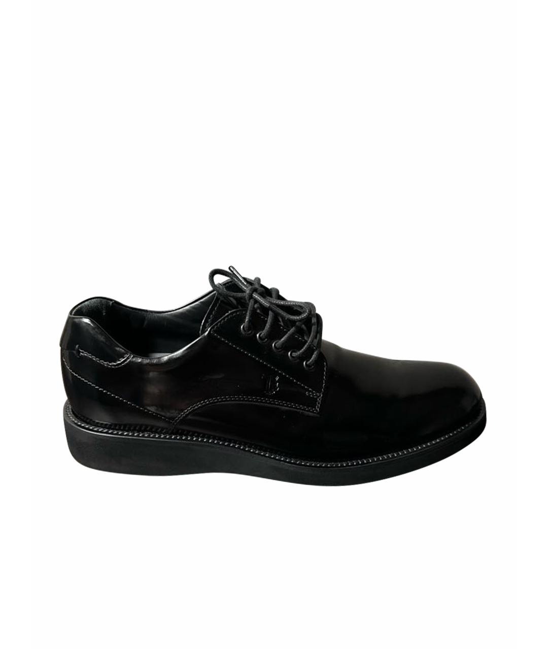TOD'S Черные кожаные низкие ботинки, фото 1