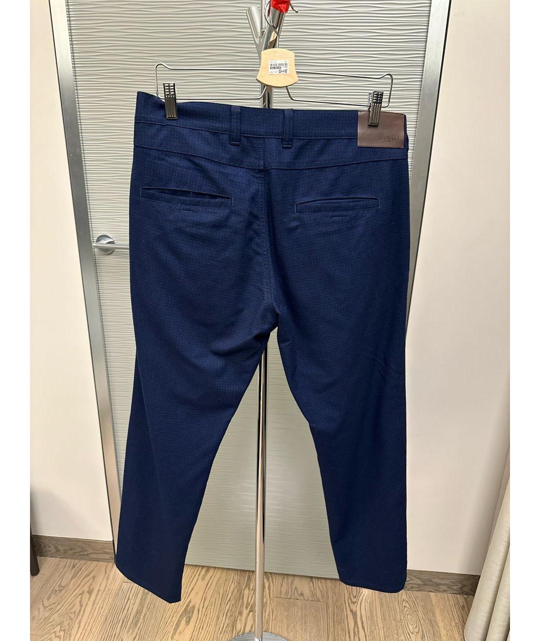 CANALI Темно-синие шерстяные классические брюки, фото 2