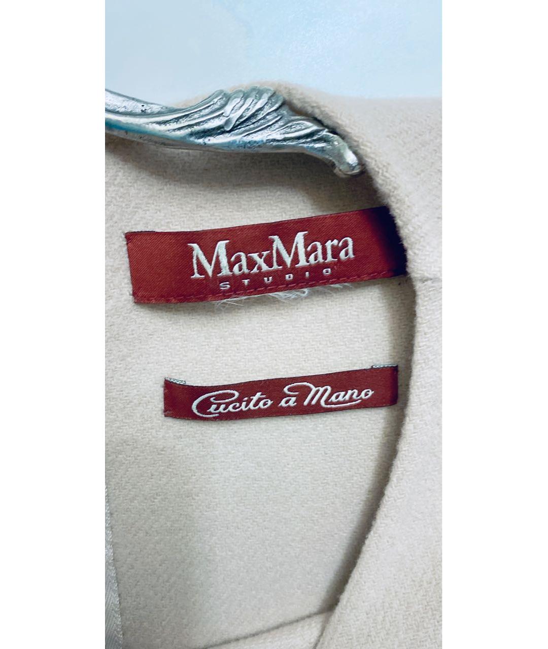 MAX MARA STUDIO Бежевое шерстяное повседневное платье, фото 3