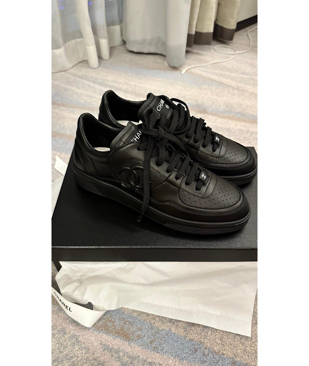 CHANEL Черные кожаные кеды, фото 2