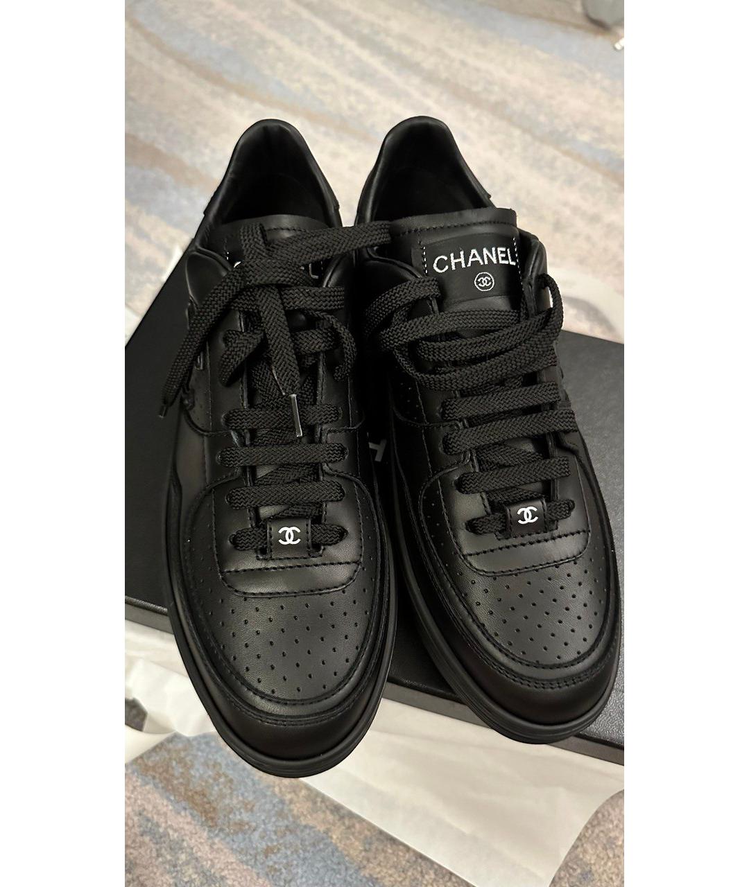 CHANEL Черные кожаные кеды, фото 3