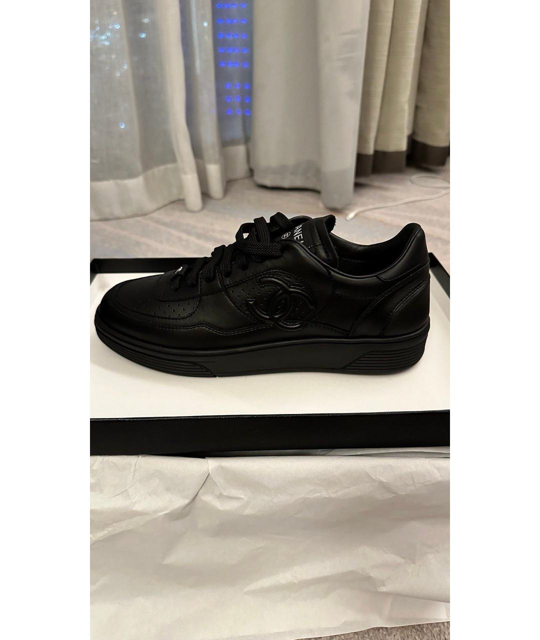 CHANEL Черные кожаные кеды, фото 8