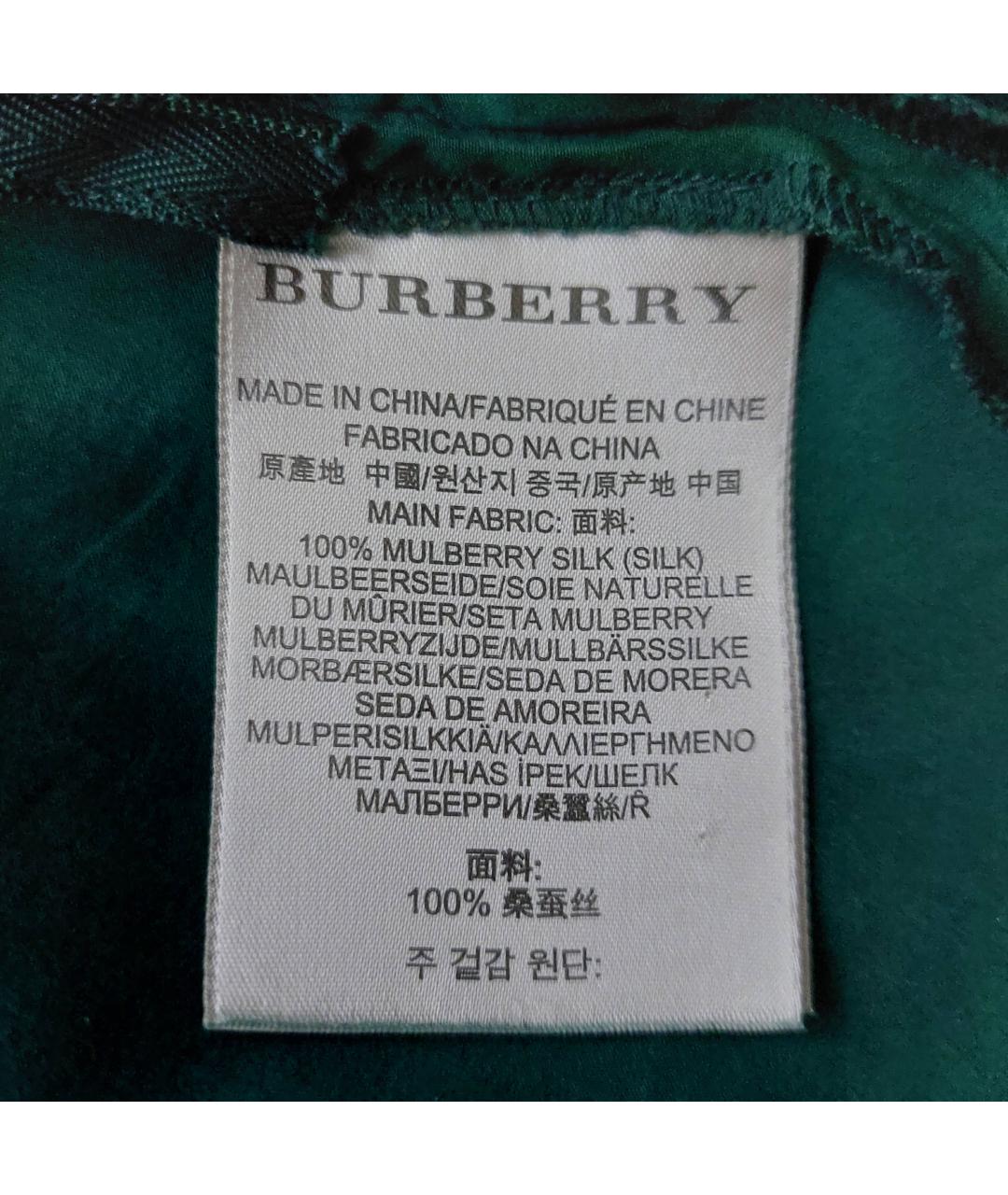 BURBERRY Зеленые шелковое повседневное платье, фото 4