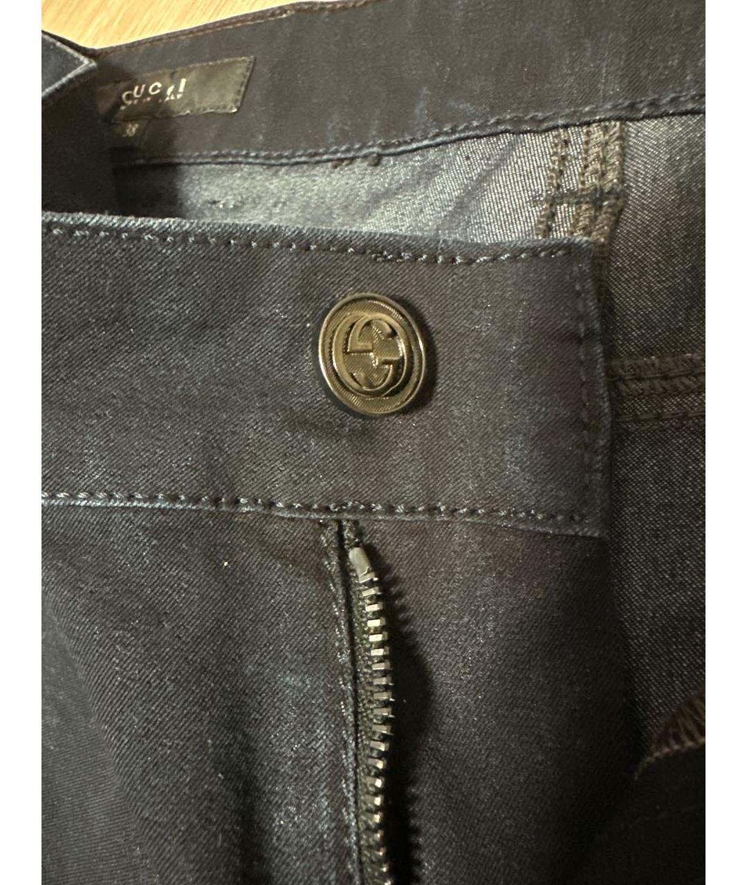 GUCCI Темно-синие хлопко-эластановые джинсы слим, фото 5