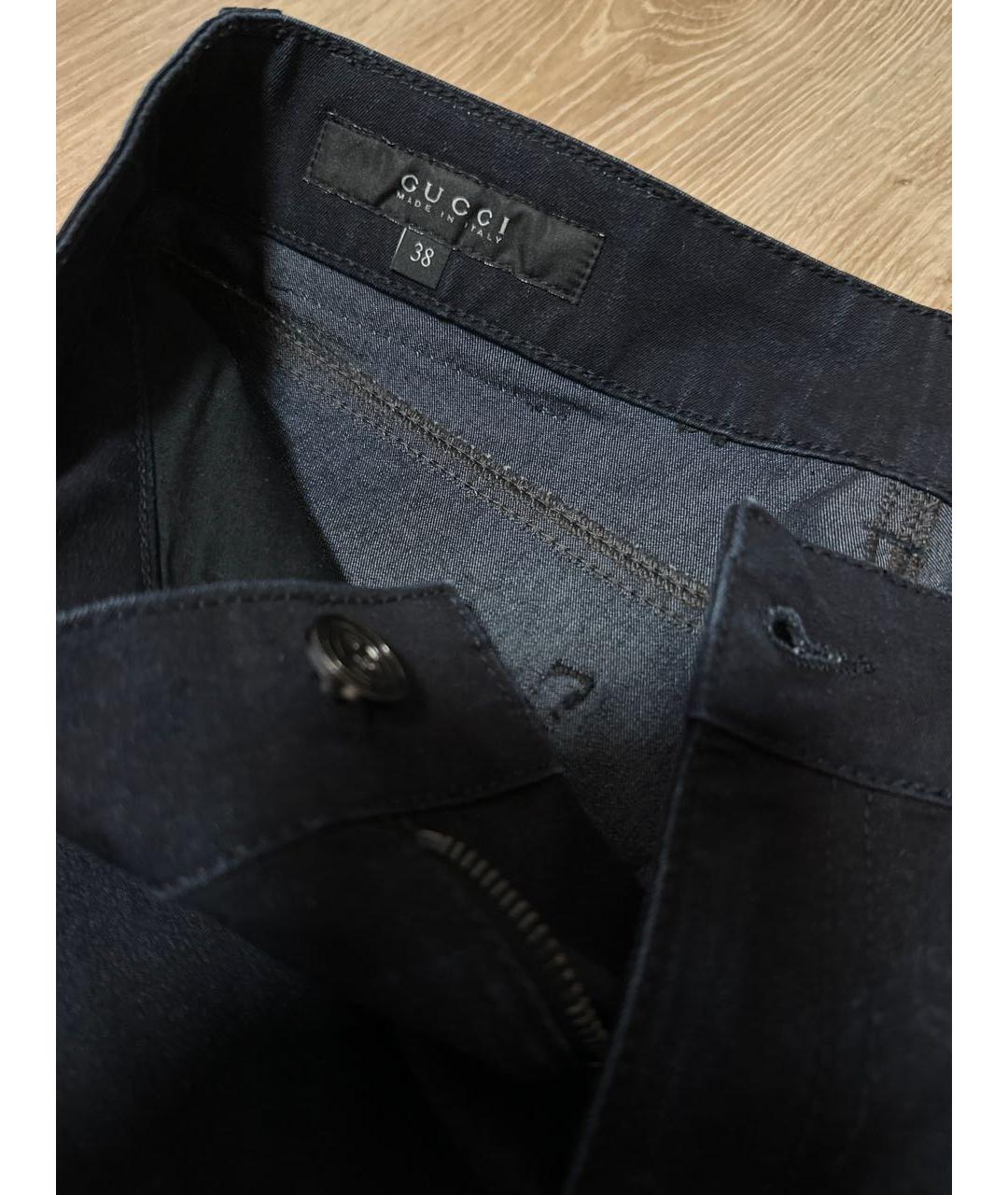 GUCCI Темно-синие хлопко-эластановые джинсы слим, фото 4