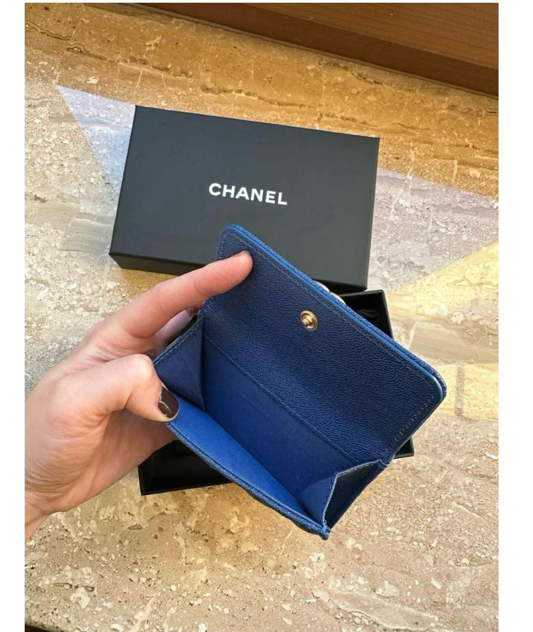 CHANEL Синий кожаный кошелек, фото 5