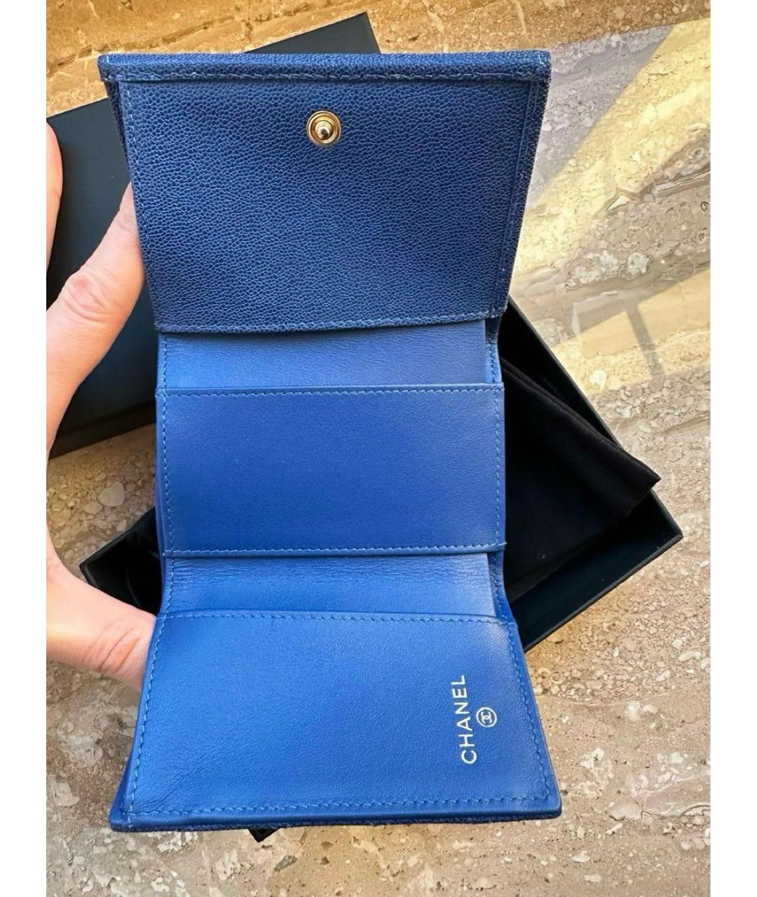 CHANEL Синий кожаный кошелек, фото 4