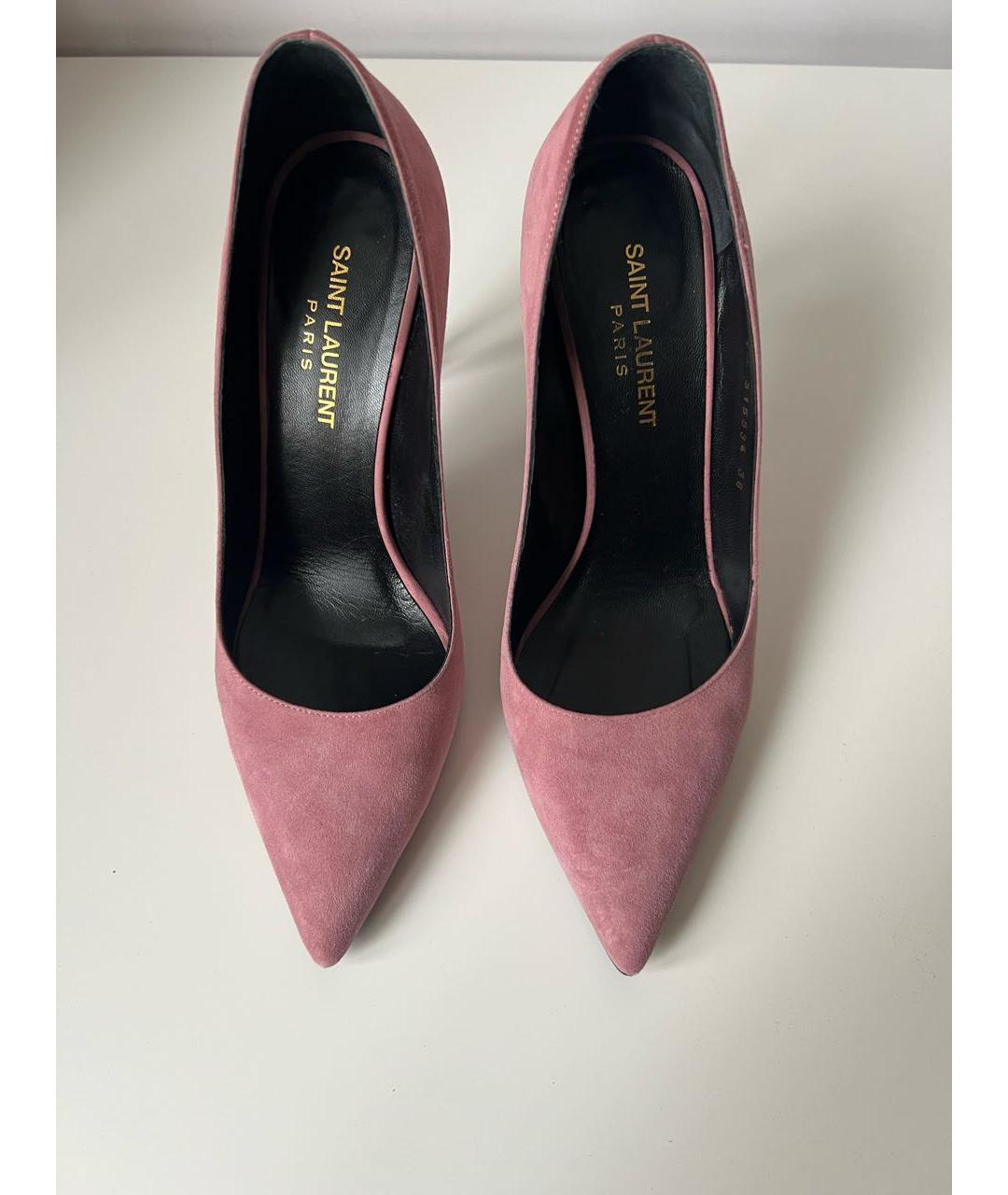 SAINT LAURENT Розовые замшевые туфли, фото 2
