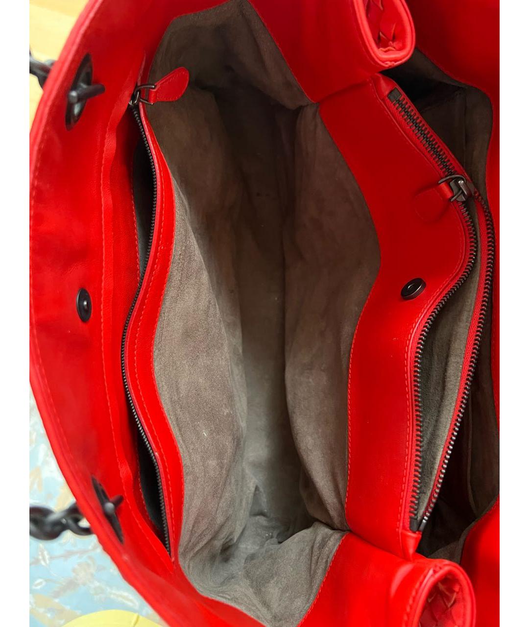 BOTTEGA VENETA Красная кожаная сумка через плечо, фото 3