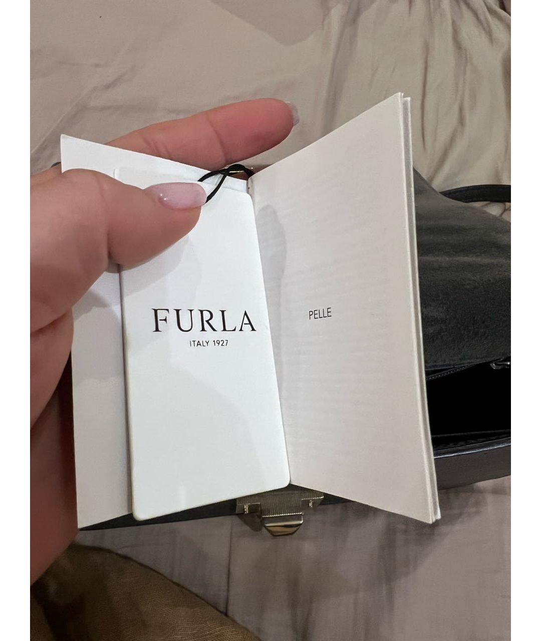 FURLA Антрацитовая кожаная сумка через плечо, фото 6