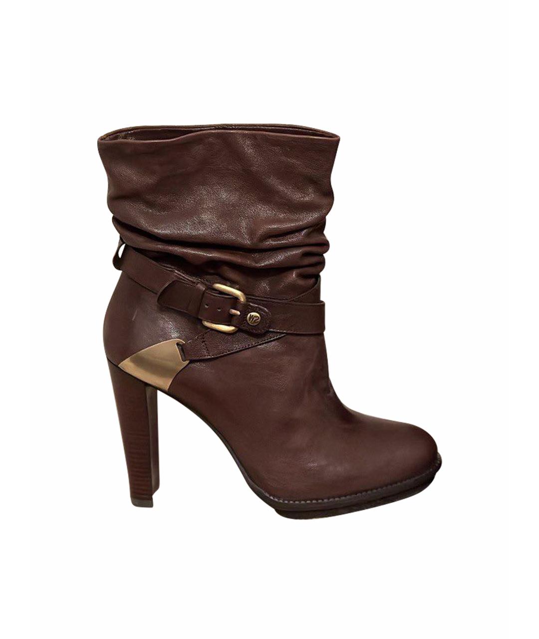 STUART WEITZMAN Коричневые кожаные ботильоны, фото 1