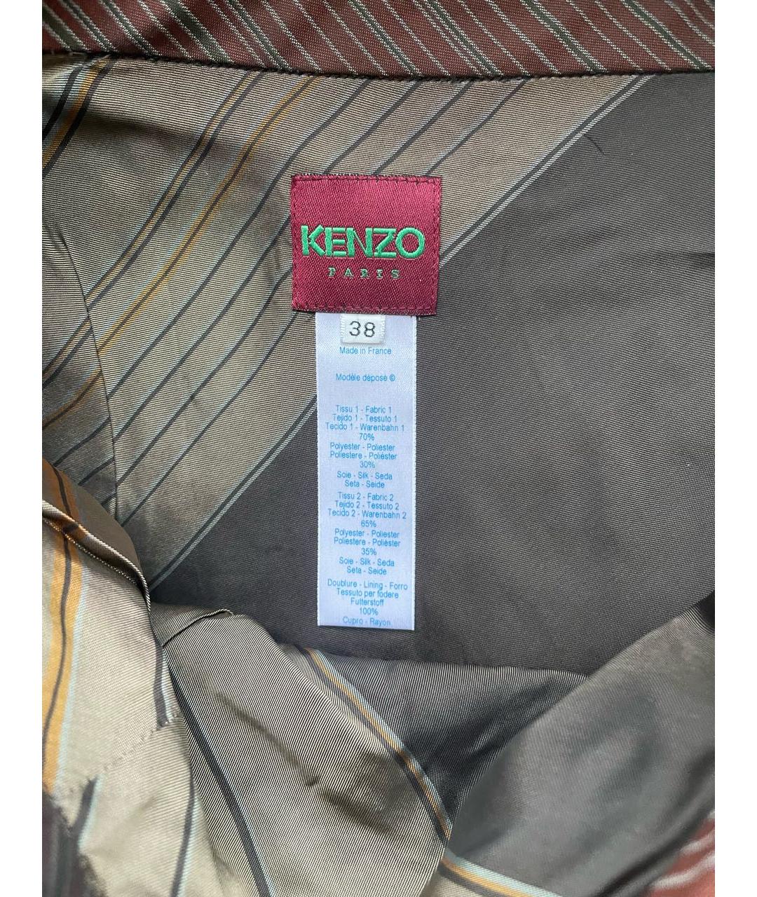 KENZO Коричневая шелковая юбка мини, фото 3