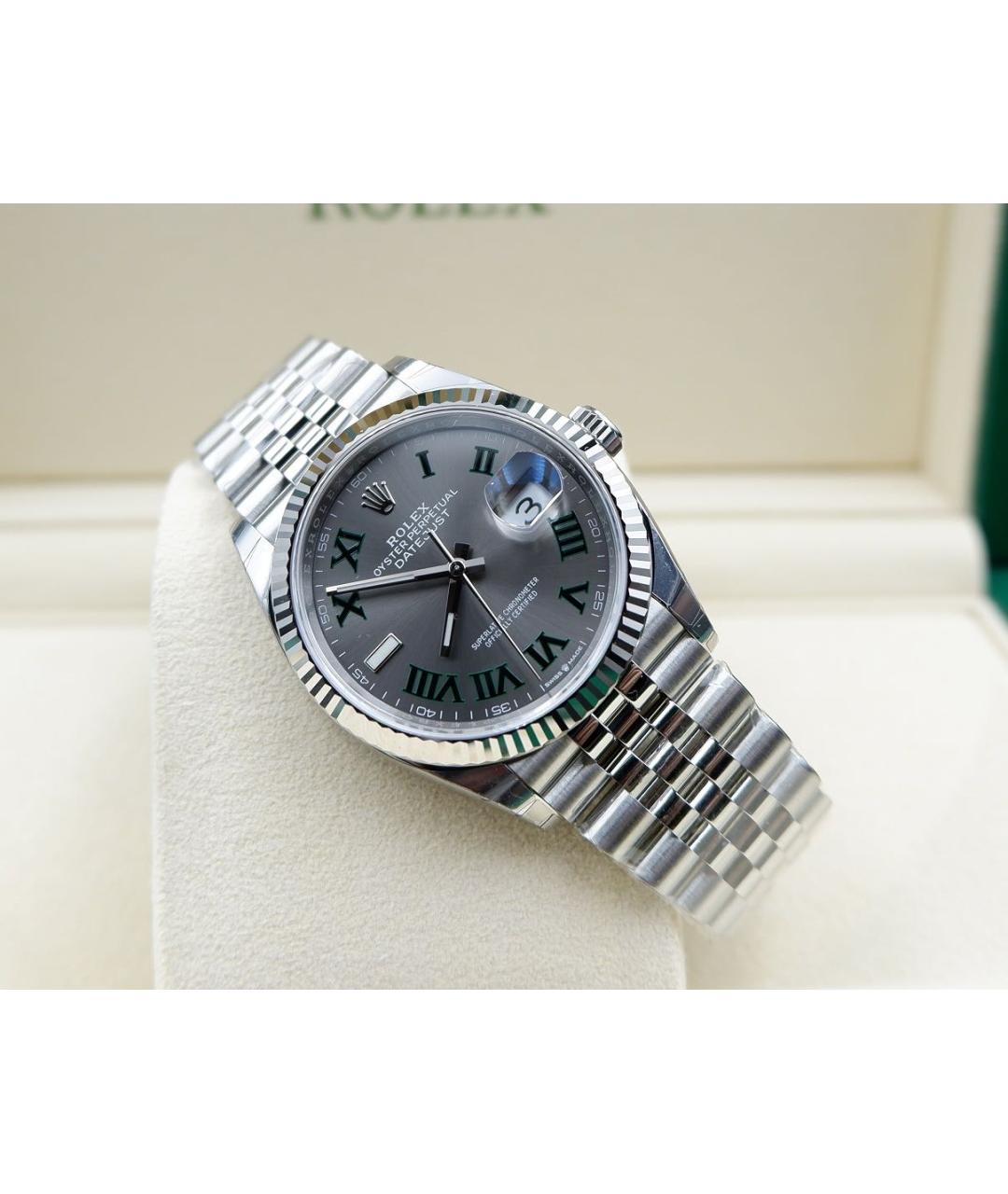 ROLEX Антрацитовые часы из белого золота, фото 4