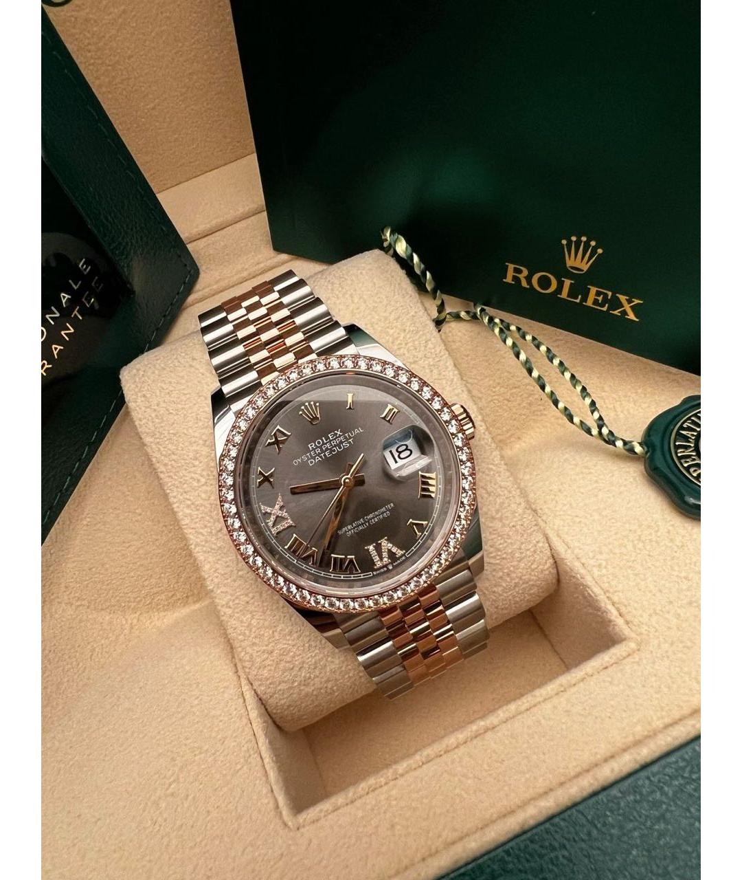 ROLEX Антрацитовые часы из розового золота, фото 4