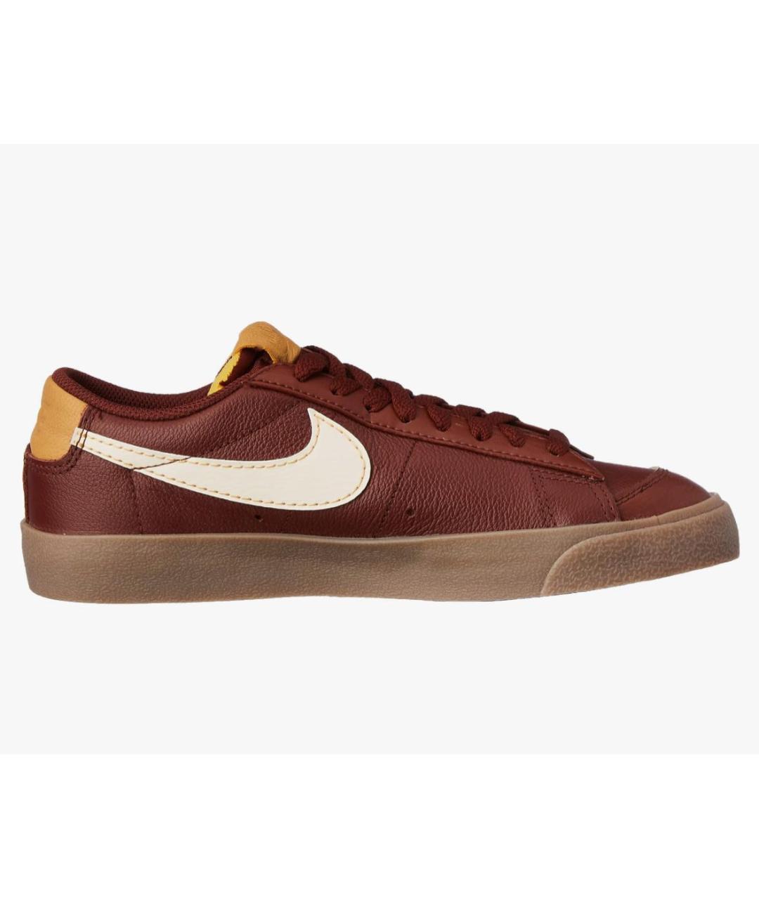 NIKE Коричневые кожаные низкие кроссовки / кеды, фото 8