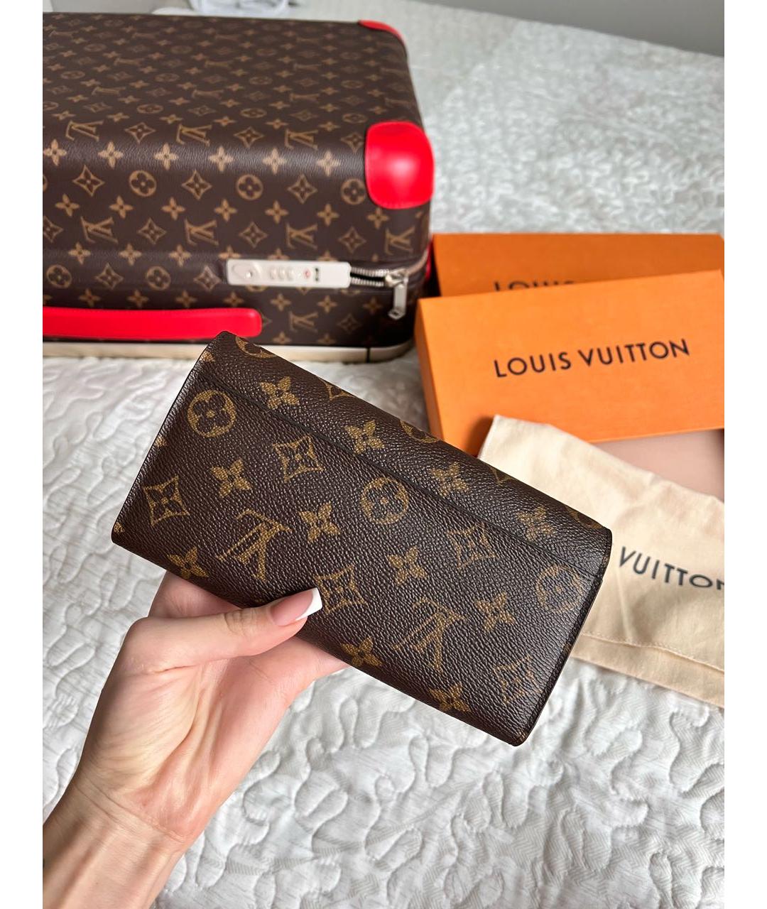 LOUIS VUITTON Коричневый кожаный кошелек, фото 3