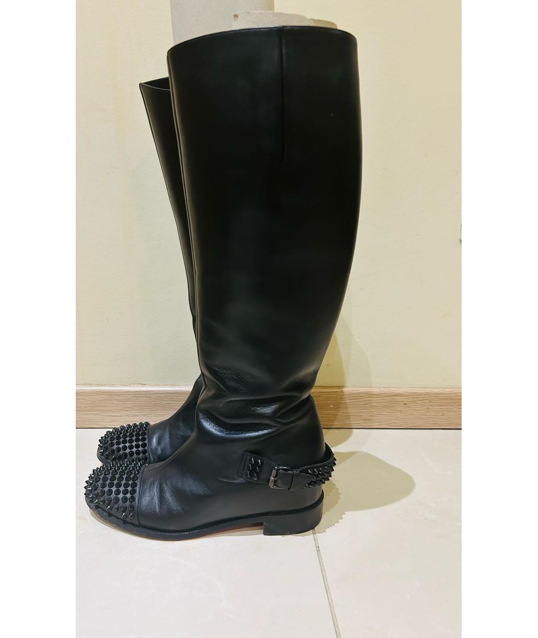 CHRISTIAN LOUBOUTIN Черные кожаные сапоги, фото 9