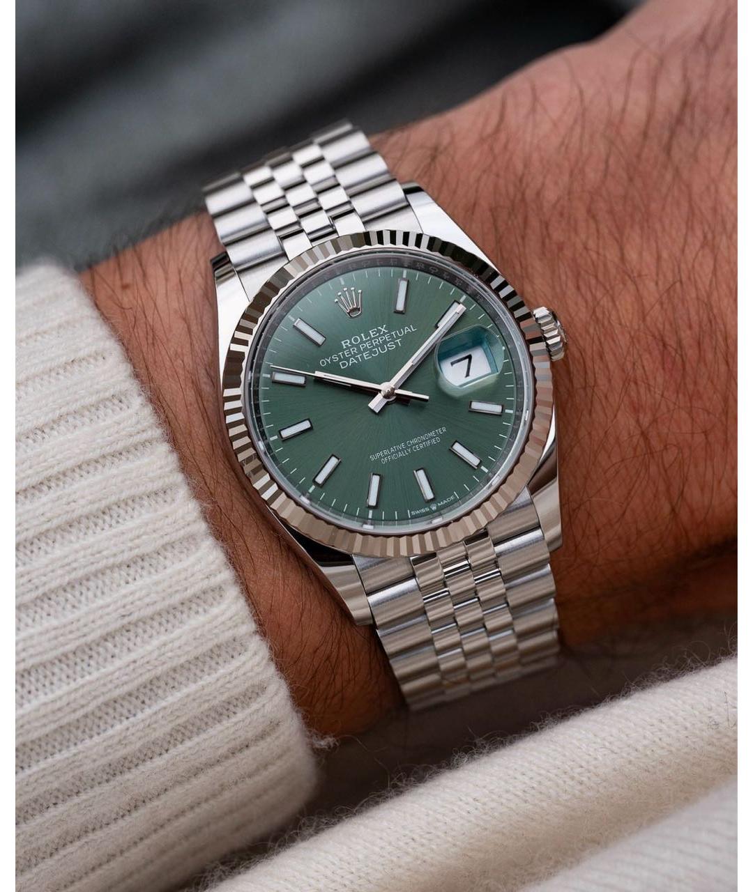 ROLEX Зеленые часы из белого золота, фото 2