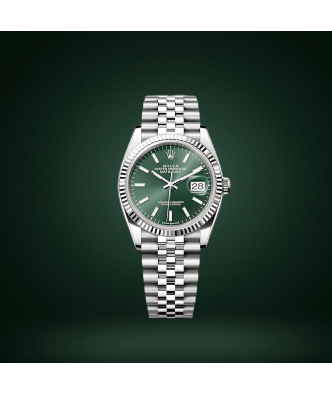 ROLEX Зеленые часы из белого золота, фото 4