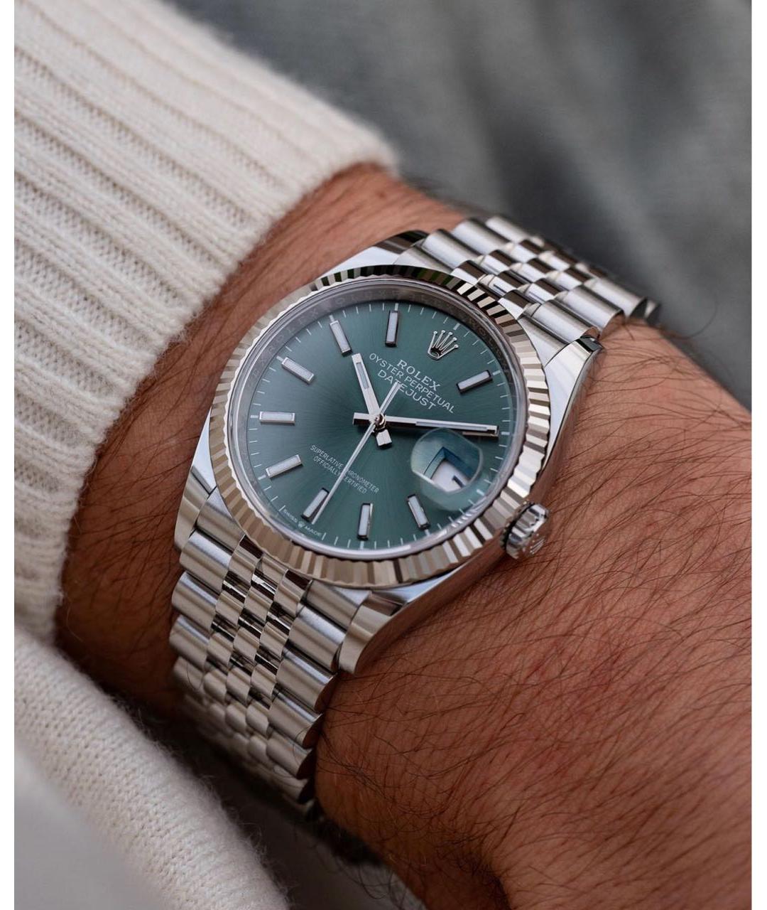 ROLEX Зеленые часы из белого золота, фото 3