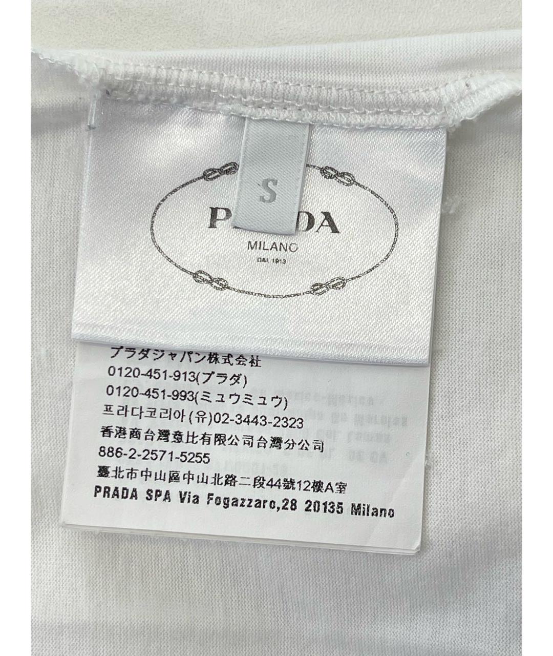 PRADA Белая хлопковая футболка, фото 5