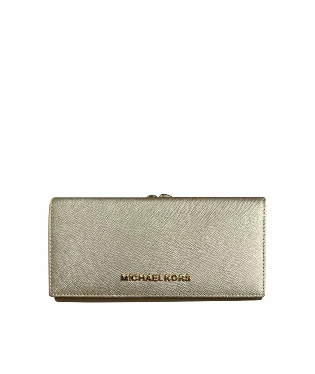 MICHAEL KORS Золотой кожаный кошелек, фото 1