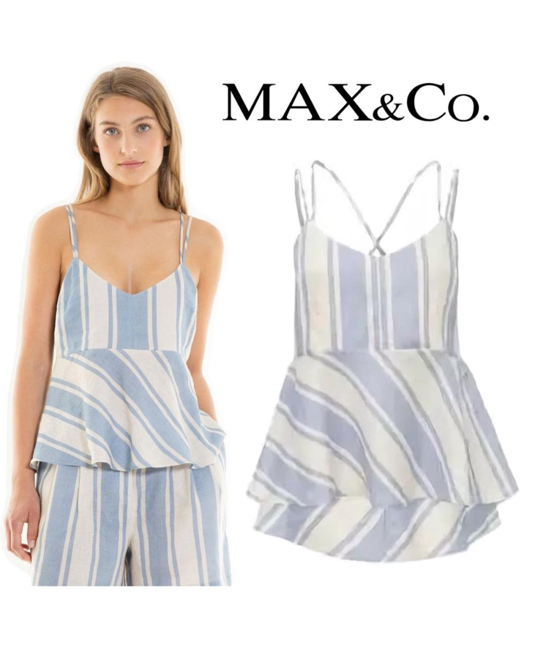 MAX&CO Голубая льняная блузы, фото 7