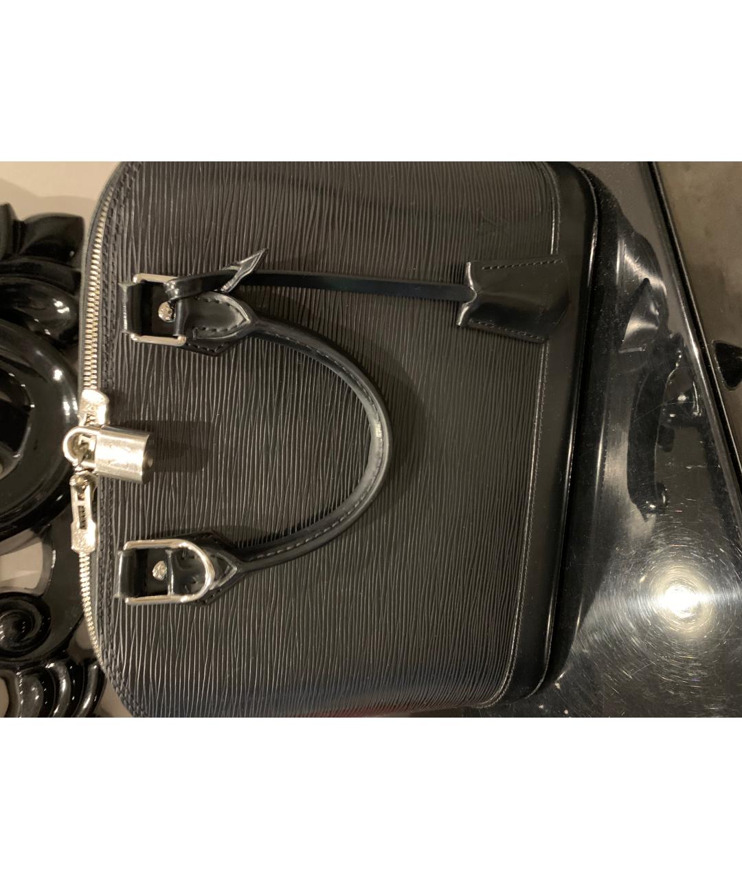 LOUIS VUITTON Черная кожаная сумка с короткими ручками, фото 5