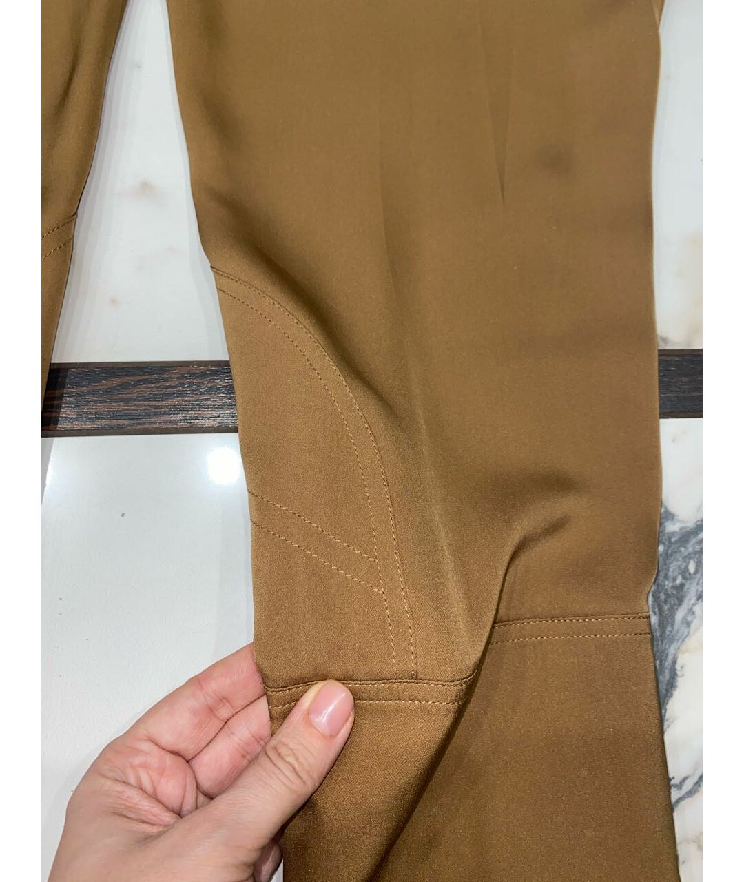 GUCCI Бежевые шелковые брюки узкие, фото 6