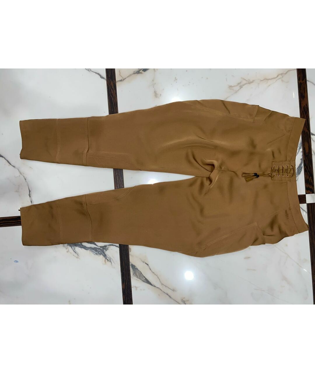 GUCCI Бежевые шелковые брюки узкие, фото 3