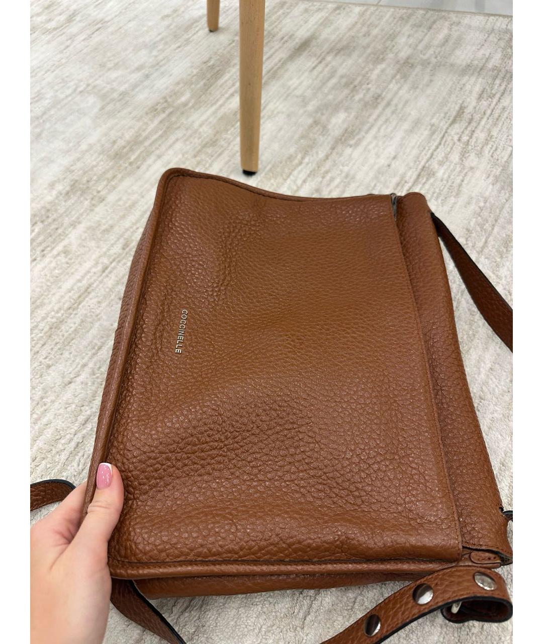 COCCINELLE Коричневая сумка с короткими ручками из искусственной кожи, фото 3