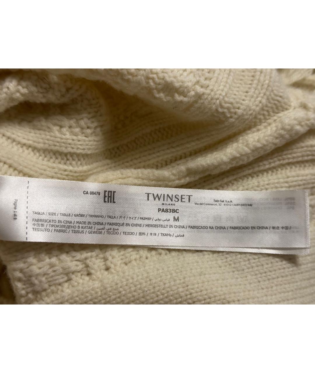 TWIN-SET Белый шерстяной джемпер / свитер, фото 5