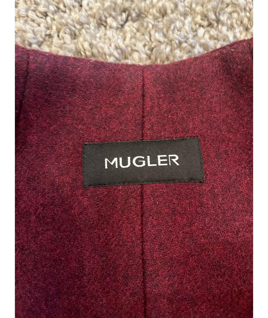MUGLER Бордовое шерстяное пальто, фото 8
