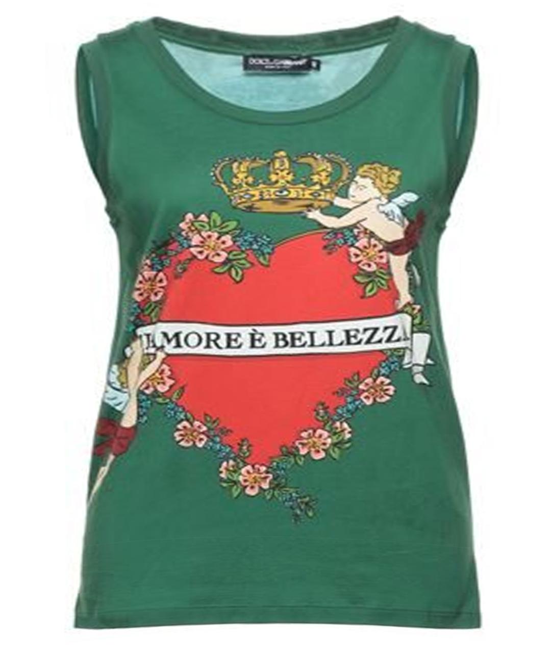 DOLCE&GABBANA Зеленая хлопковая футболка, фото 1