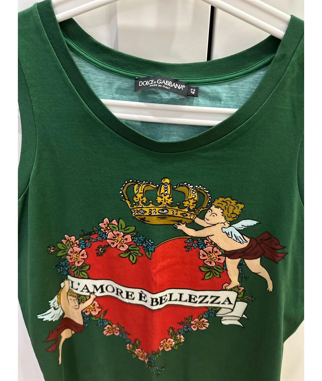 DOLCE&GABBANA Зеленая хлопковая футболка, фото 3